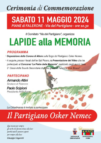 Cerimonia di commemorazione - "Lapide alla Memoria" - sabato 11 maggio