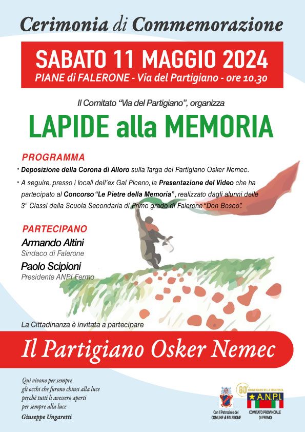 Cerimonia di commemorazione - "Lapide alla Memoria" - sabato 11 maggio